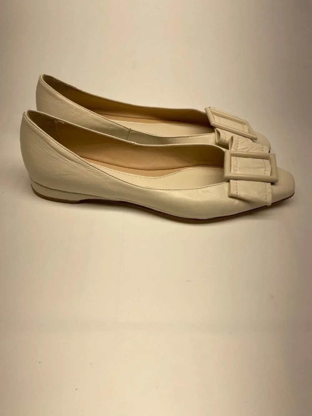 BEAUTIISOLES Women Blair Beige Leather Flat Sz 9.5